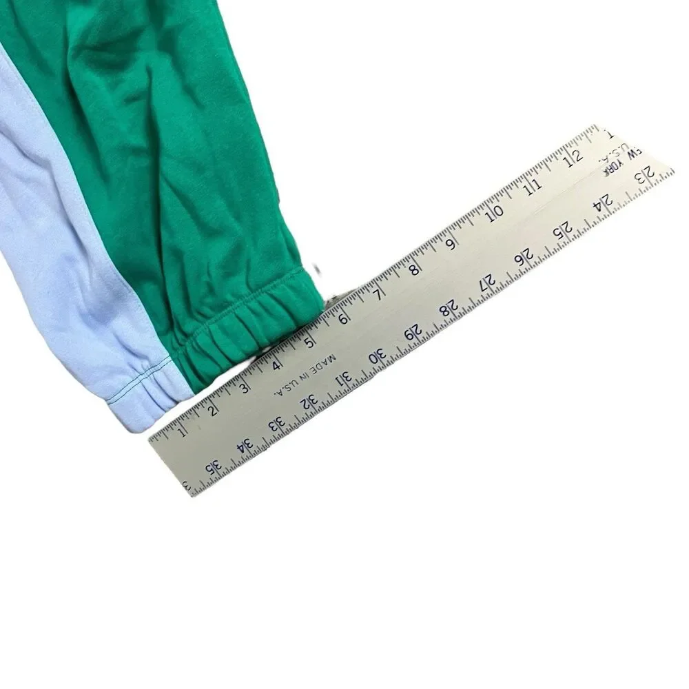 Nike Sweatpants WMNS XL Green Colorblock Tapered Fleece Sporty Swoosh Activewear